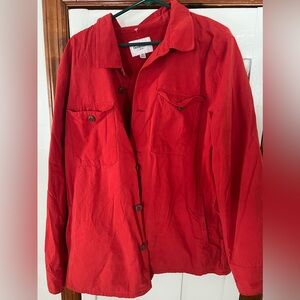 Goodfellow Button Up Collared Shirt Jacket ~ Sz XL~ Red Long Sleeve 4 Pockets